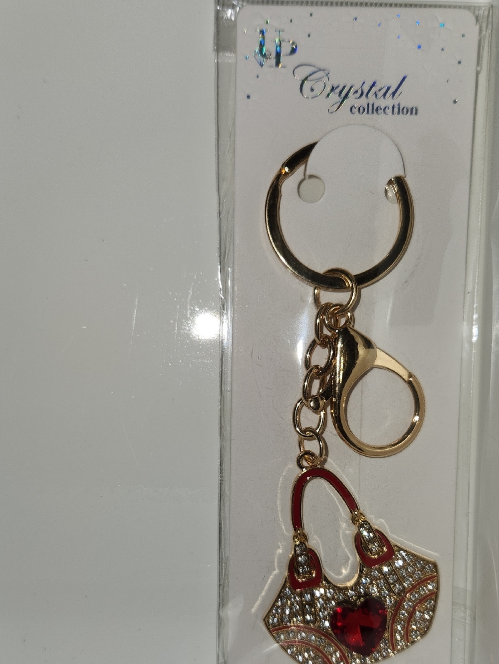 Gold-Tone Key & Card Holder with Red Accents